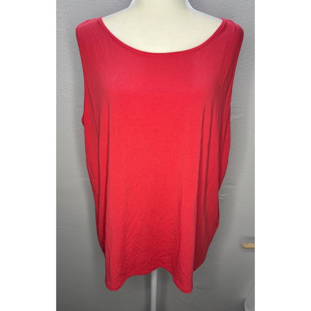 Eileen Fisher Woman Red Rayon Stretch Scoop Neck Tank Top 1X Capsule Sustainable
